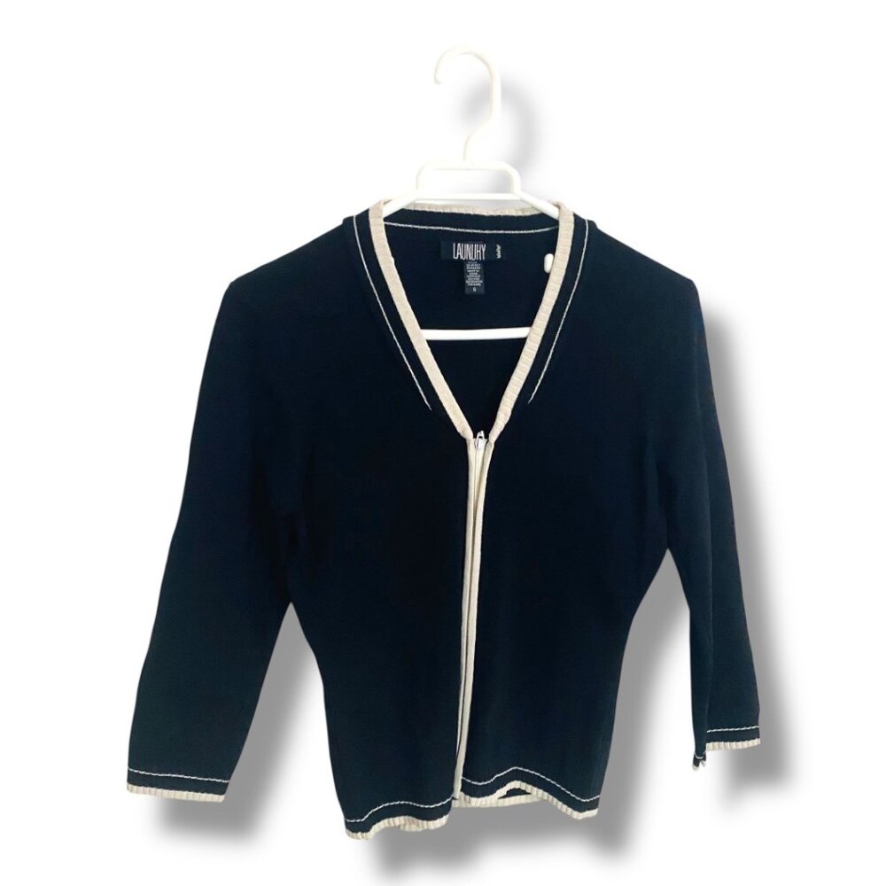 Laundry by Shelli Segal Black Zip-Up Cardigan – Made in China